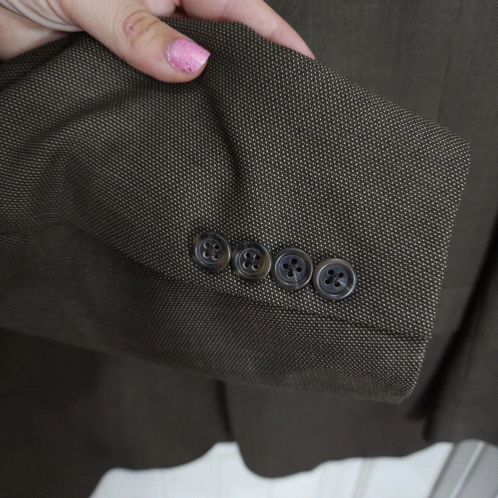 Burberry Mens Blazer Brown Wool Academia Suit Jacket USA Academia Vintage Sz 44L